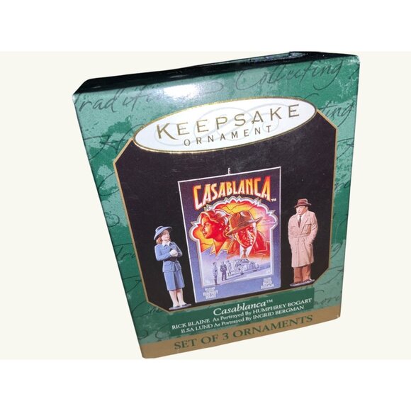 Hallmark Casablanca Ornament Set Of 3 Humphrey Bogart Ingrid Bergman Characters - Picture 1 of 11